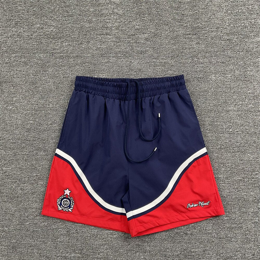 Broken Planet Embroidered Color Block Basketball Shorts