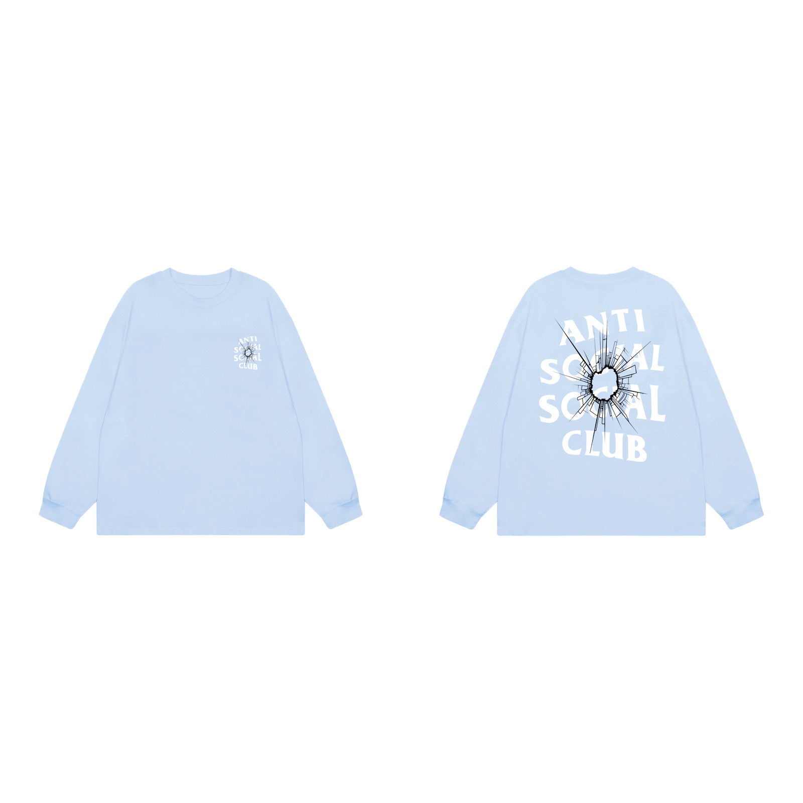 Anti Social Social Club Bullet Hole Long Sleeve T-Shirt - Light Blue