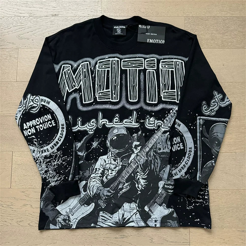 MIXED EMOTION Vintage Apocalyptic Rocker Long-Sleeve T-Shirt